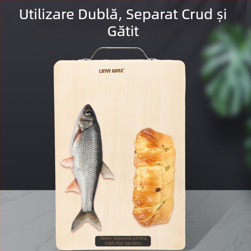 Tocător din lemn masiv de Ginkgo, pătrat, cu două fețe, gros, bucătărie