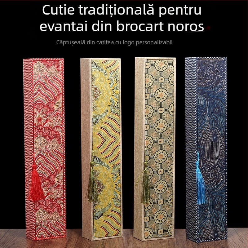 The Rock set cadou lux: cutie din lemn pentru ventilatoare pliabile cu hârtie Xuan, dimensiuni 9, 9,5 și 10 inci