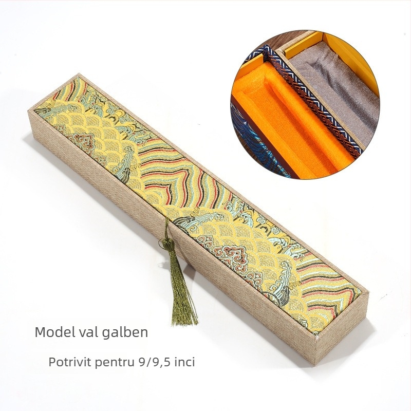 The Rock set cadou lux: cutie din lemn pentru ventilatoare pliabile cu hârtie Xuan, dimensiuni 9, 9,5 și 10 inci
