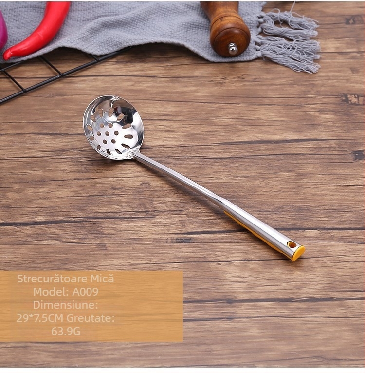 Set de ustensile de bucătărie din oțel inoxidabil: spatulă și strecurătoare