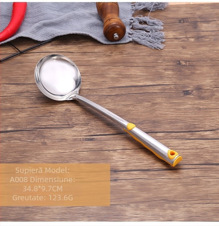 Set de ustensile de bucătărie din oțel inoxidabil: spatulă și strecurătoare