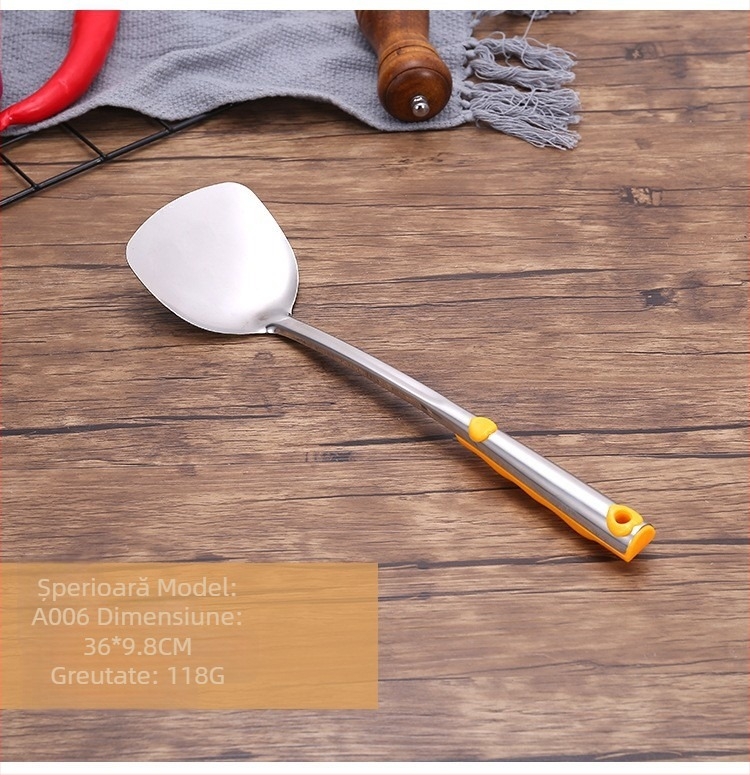 Set de ustensile de bucătărie din oțel inoxidabil: spatulă și strecurătoare
