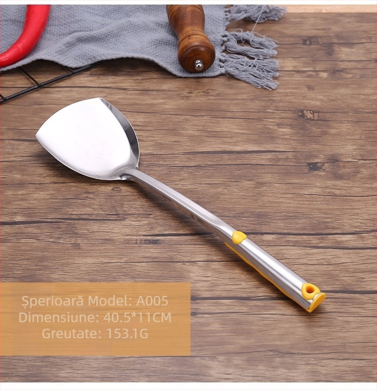 Set de ustensile de bucătărie din oțel inoxidabil: spatulă și strecurătoare