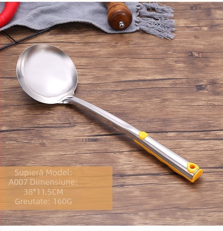 Set de ustensile de bucătărie din oțel inoxidabil: spatulă și strecurătoare