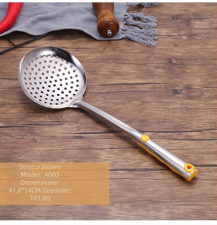 Set de ustensile de bucătărie din oțel inoxidabil: spatulă și strecurătoare