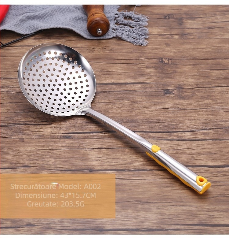 Set de ustensile de bucătărie din oțel inoxidabil: spatulă și strecurătoare