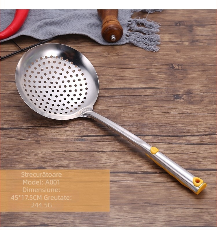 Set de ustensile de bucătărie din oțel inoxidabil: spatulă și strecurătoare