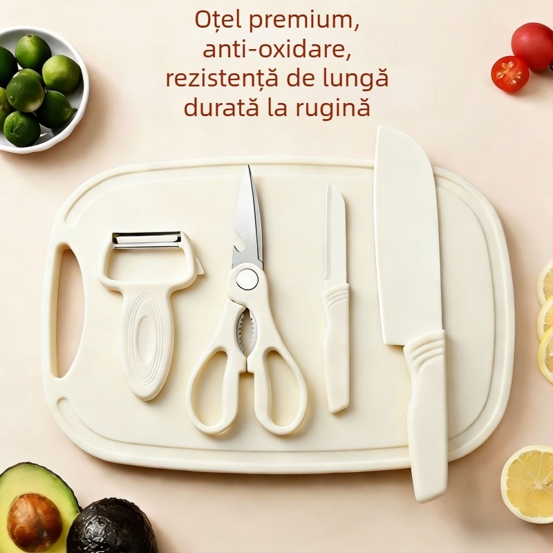 Set de plăci pentru pregătirea hranei pentru bebeluși, cuțit portabil și tocător – 2 în 1 pentru bucătăria din cămin, pentru fructe