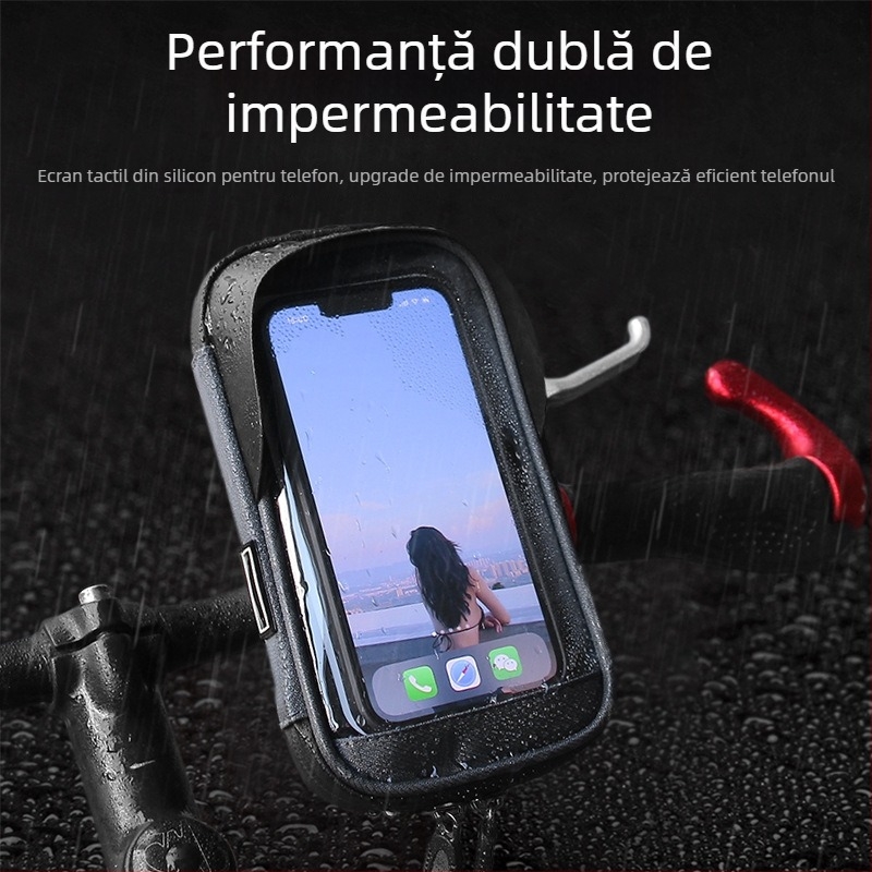 Husă impermeabilă pentru telefon pentru bicicletă, potrivită pentru MTB, motocicletă și bicicletă electrică, cu oglindă retrovizoare, capacitate de 1 L