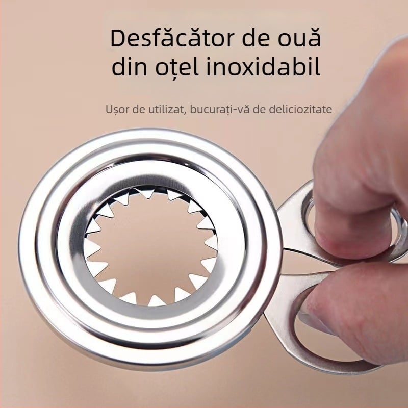 Deschizător și tăietor de coajă pentru ouă din oțel inoxidabil, pentru ouă fierte, separator de ouă pentru bucătărie