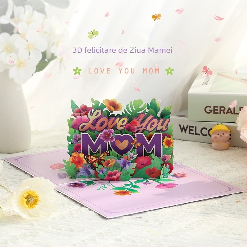 Card de salut 3D din hârtie pentru Ziua Mamei, mov