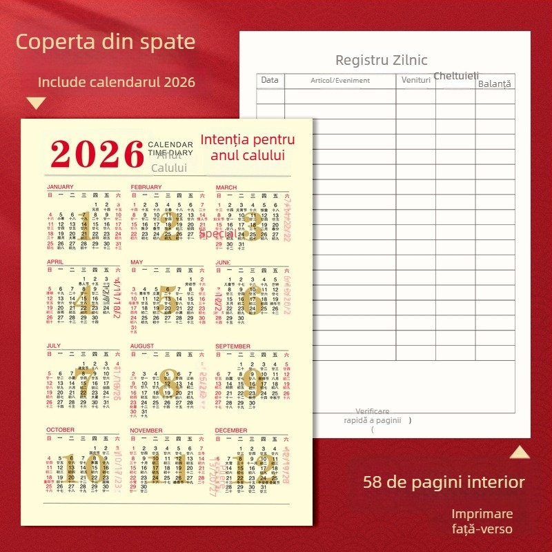 2026 Carte universală de contabilitate pentru familie și afaceri, Jurnal detaliat, Contabilitate ușoară pentru începători, Carte de conturi pentru afaceri