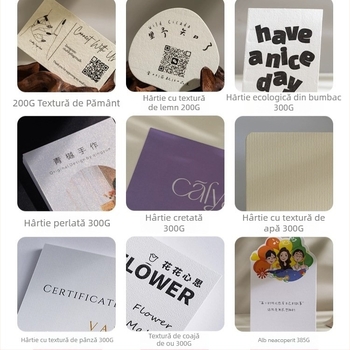 Carduri personalizate din hârtie texturată de 300 g: invitații, logo și servicii