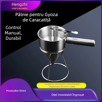 Funnel din oțel inoxidabil pentru bile de caracatiță – set cu suport și separator de aluat, bucătărie