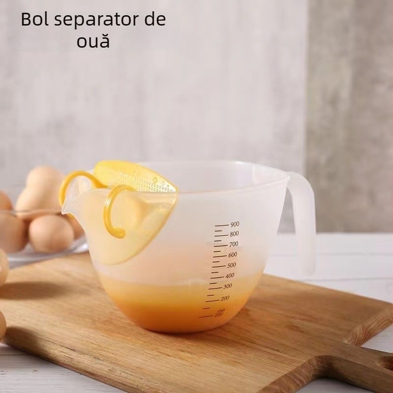 Vas multifuncțional pentru ouă cu separator de albușuri, ceașcă de măsurare și cântar de bucătărie