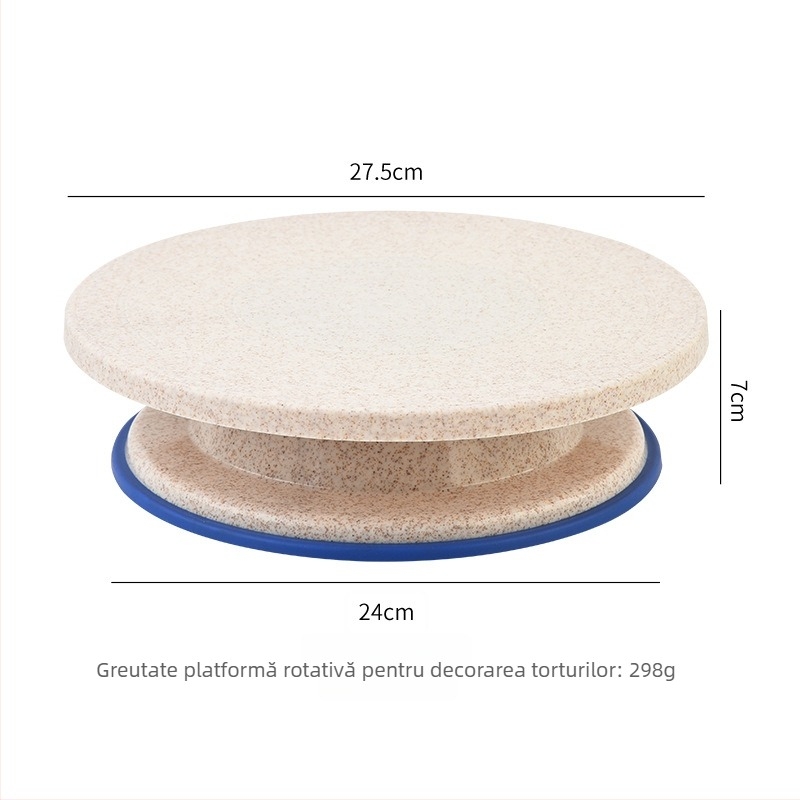 Platformă rotativă pentru decorarea torturilor, din paie de grâu – instrument DIY pentru bucătărie