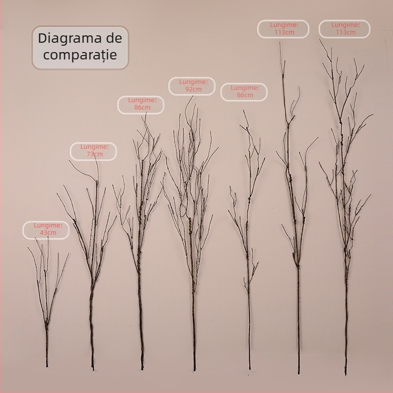 Ramuri uscate cu aspect realist pentru decor hotelier și aranjamente florale de nuntă, accesorii pentru vitrină, viță uscată și ramuri