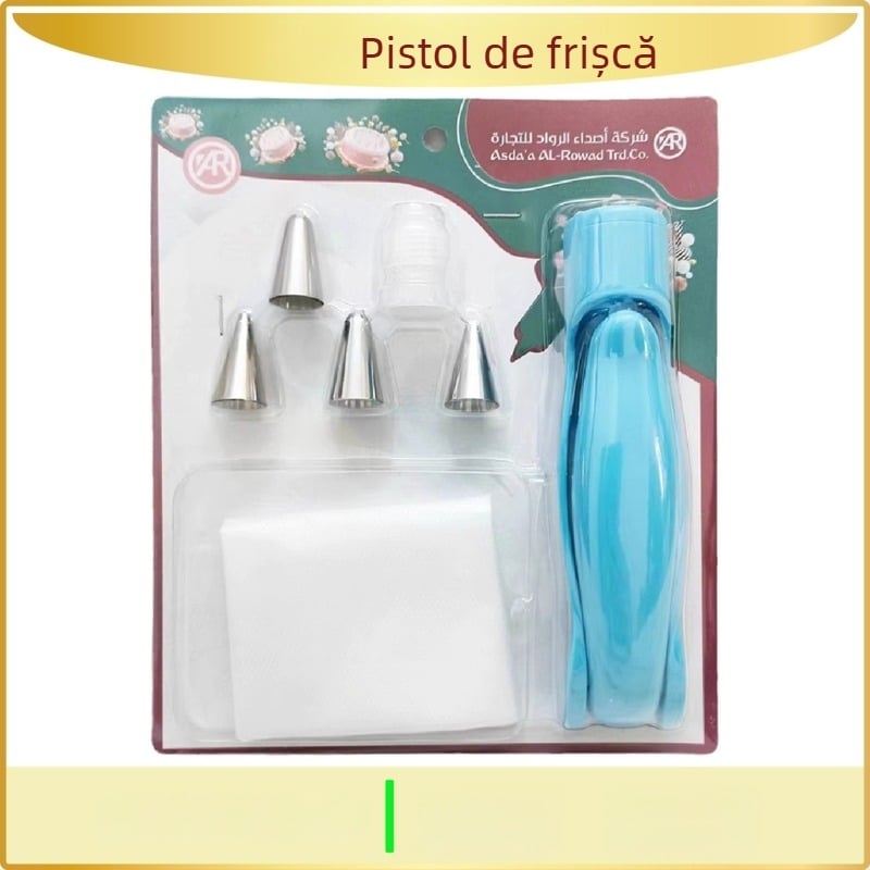 Kit de decorare pentru biscuiți și prăjituri, cu pistol de decorare și pungă