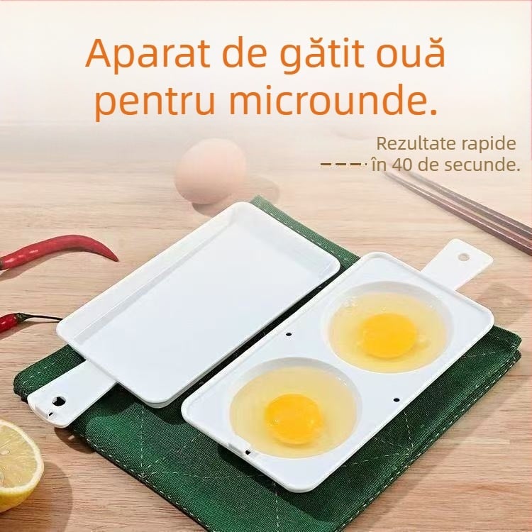 Aburitor de ouă pentru cuptor cu microunde, matriță pentru ouă la abur, omletă cu două compartimente