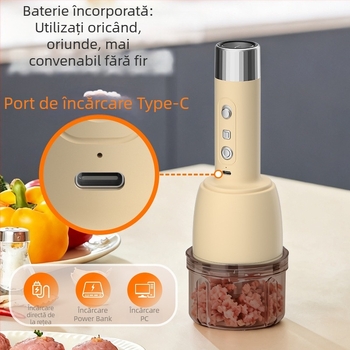 Mașină de tocat carne pentru uz casnic 2-în-1, cu funcție de vid și blender electric, pentru măcinarea cărnii, a pastei de usturoi și a ardeilor iuți