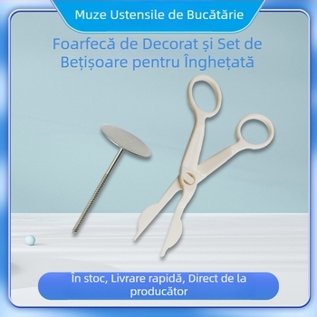 Set de foarfece pentru decorarea prăjiturilor, transfer decor, din oțel inoxidabil și ABS