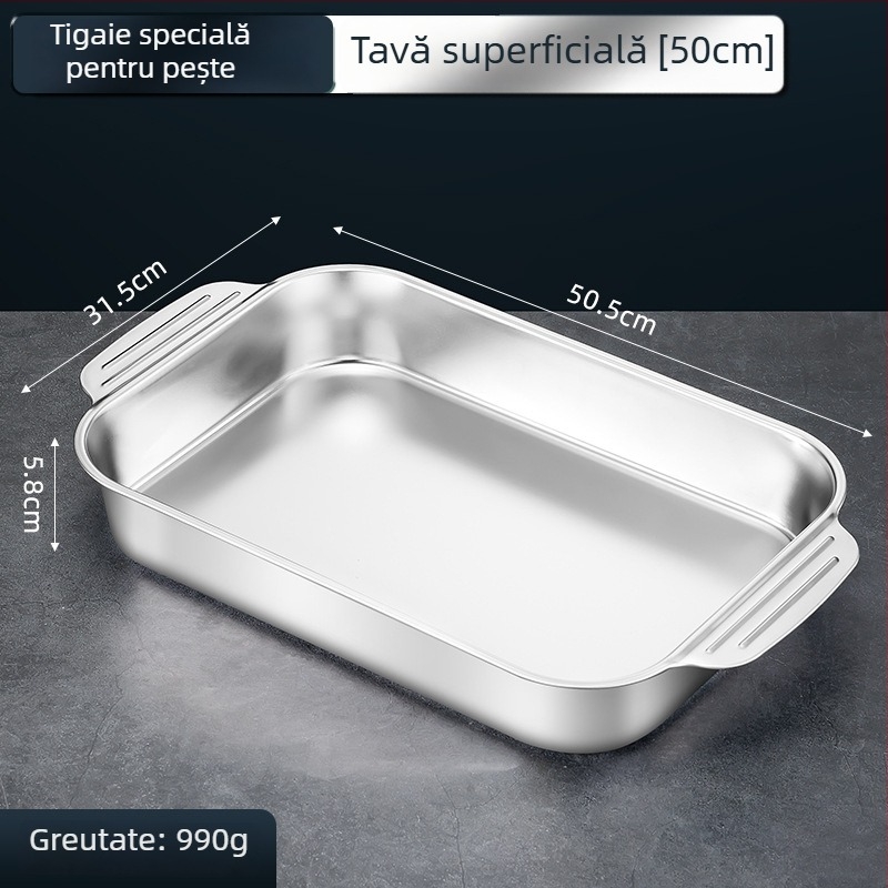 Tavă/grill pentru pește din oțel inoxidabil, dreptunghiulară, pentru plite cu inducție - multifuncțională, ușor de curățat, fără strat de acoperire