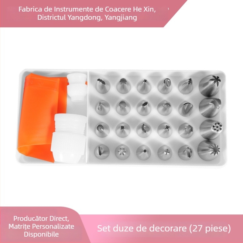 Set de duze de decorare din oțel inoxidabil 304, 27 piese, pentru cofetărie DIY