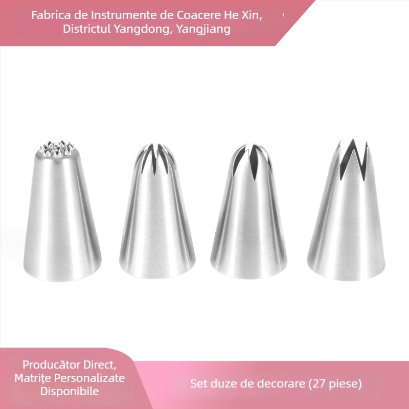 Set de duze de decorare din oțel inoxidabil 304, 27 piese, pentru cofetărie DIY