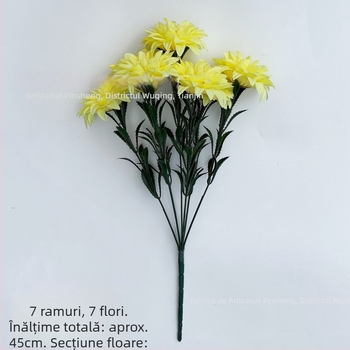 Buchet artificial cu 7 capete dalie și crizanteme pentru decor acasă, nunți și recuzită foto