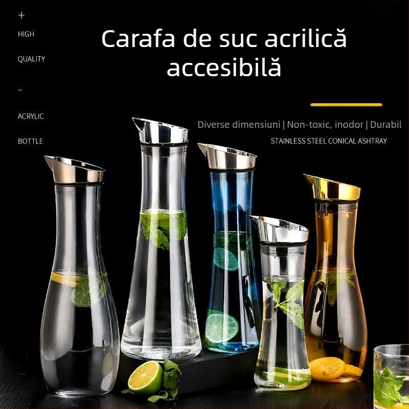 Cana din acril pentru suc și apă, destinată barurilor, cu capacitate mare, rezistentă la temperaturi ridicate, plastic îngroșat