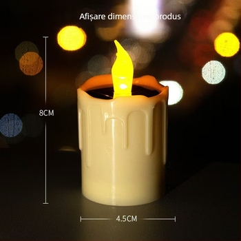 Lampă decorativă solară LED, lumânare electrică, impermeabilă, exterior, pentru Crăciun, Halloween, nunți și zile de naștere, inteligentă
