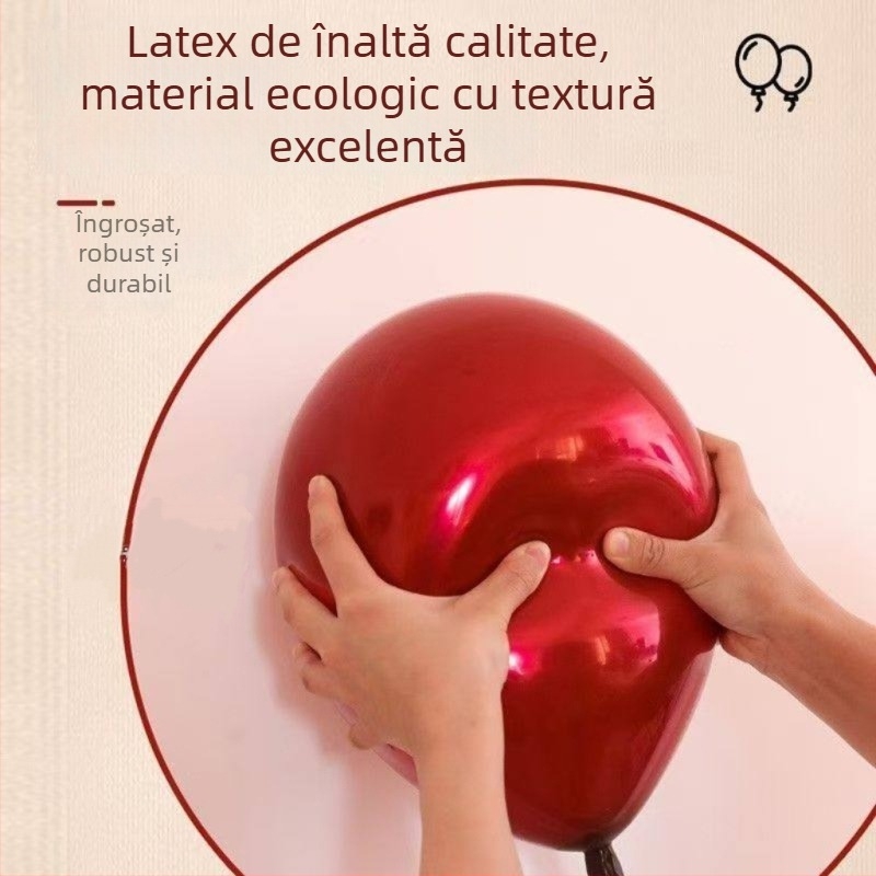 Baloni rotunzi din latex, de 10 inci, pentru decorarea nunții în nuanțe vin roșu, roz, roșu rodie și roșu metalic