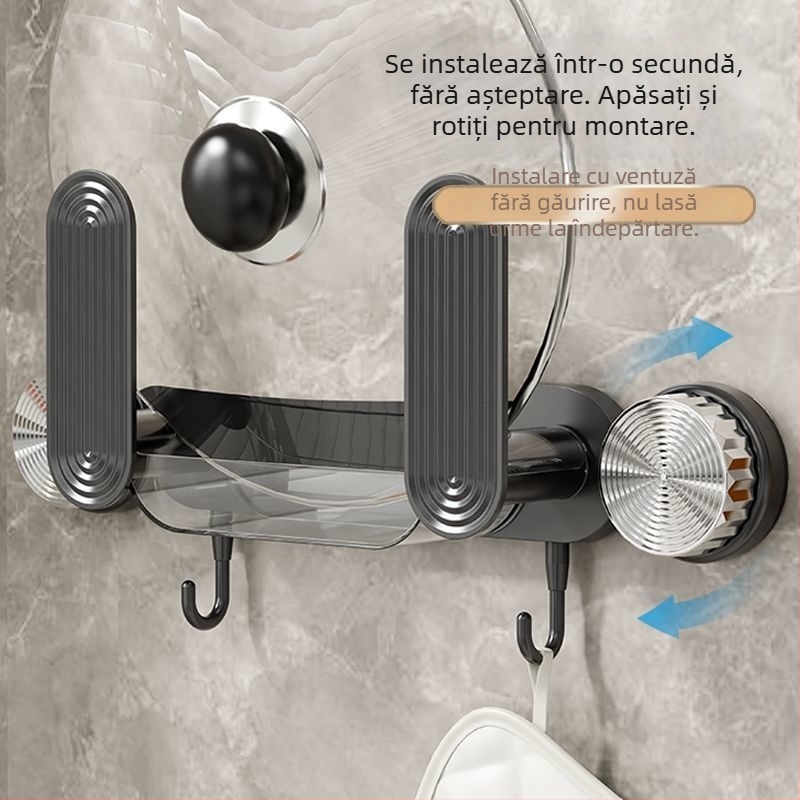 Suport pentru capace de oale cu ventuză și adeziv, montaj fără găuri, organizator multifuncțional pentru capace, design minimalist modern