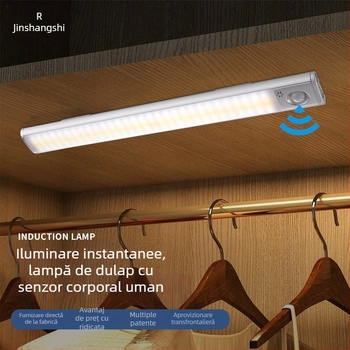 Lampa de dulap cu trei culori, senzor de mișcare, încărcare USB, fără cabluri, lampă pentru dulap de vin
