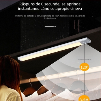 Lampa de dulap cu trei culori, senzor de mișcare, încărcare USB, fără cabluri, lampă pentru dulap de vin