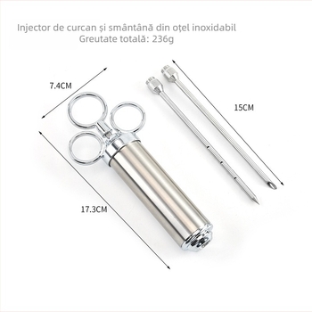 Injecție pentru curcan din oțel inoxidabil 304 pentru grătar – instrument de marinare și injectare a untului