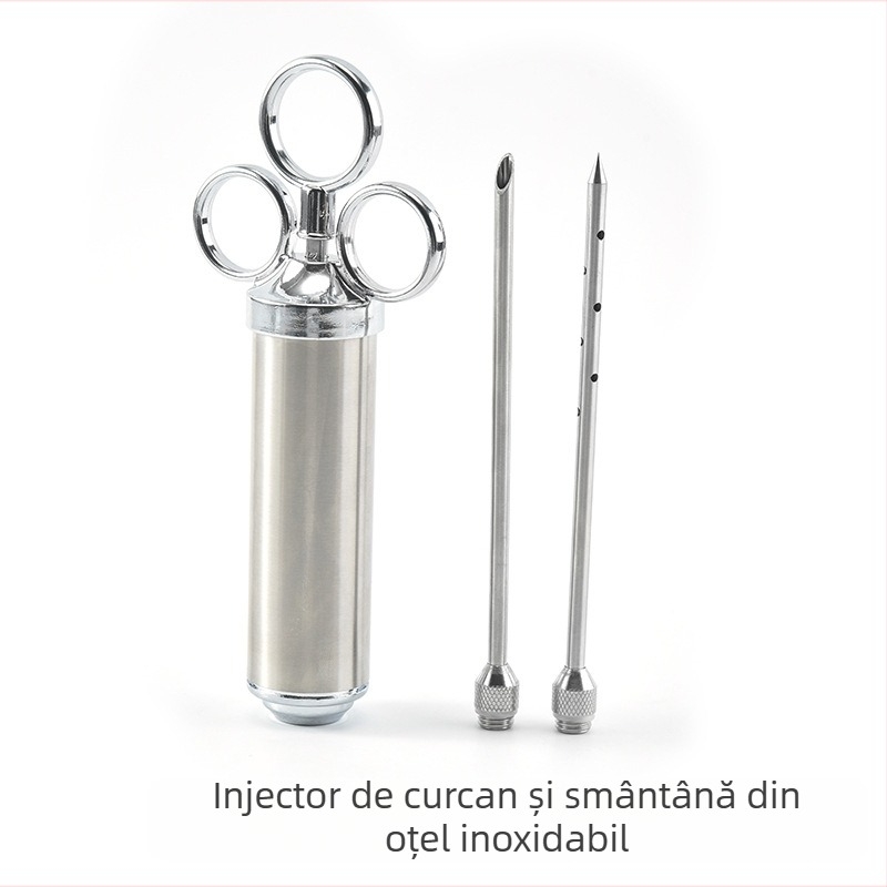 Injecție pentru curcan din oțel inoxidabil 304 pentru grătar – instrument de marinare și injectare a untului