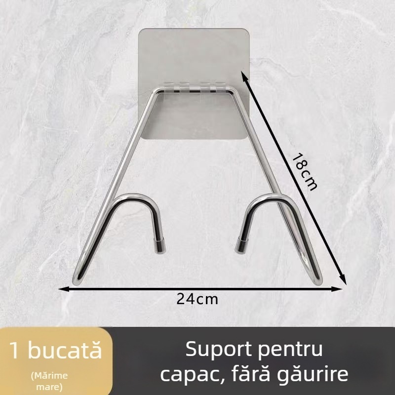 Noul Raft Multifuncțional de Bucătărie Montat pe Perete – fără Găuri, Suport pentru Capacele de Oale și Raft pentru Tocătoare