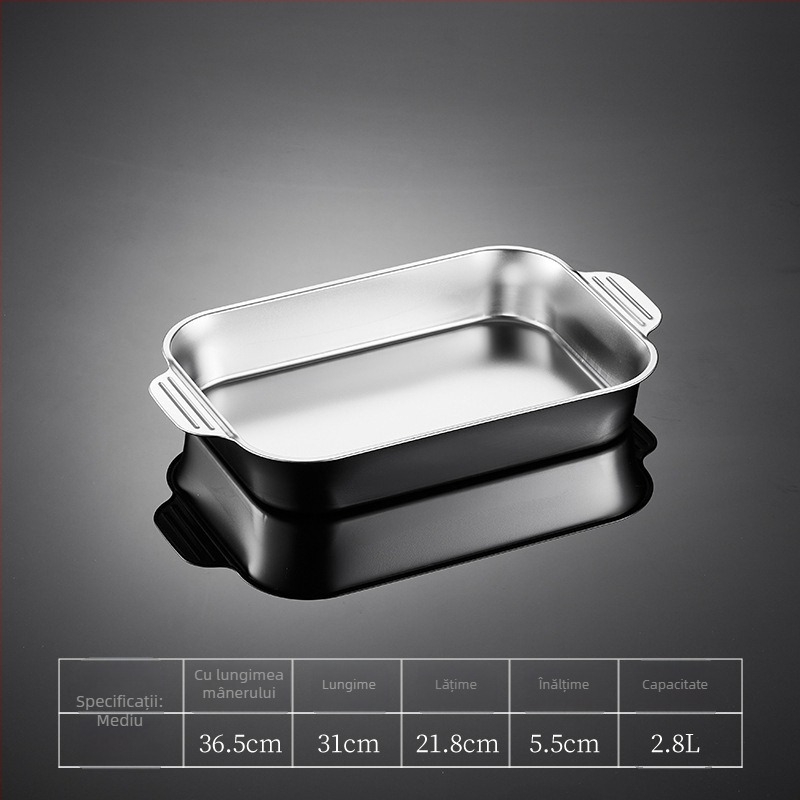 Tigaie de grătar pătrată din oțel inoxidabil pentru pește, groasă, pentru uz casnic și comercial, tavă profundă pentru grătar carne, compatibilă cu plita cu inducție