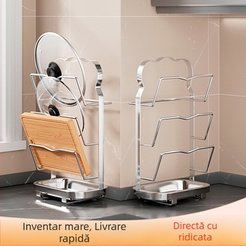 Suport de perete din oțel inoxidabil, cu mai multe niveluri, pentru capace și tocătoare, montaj fără găuri