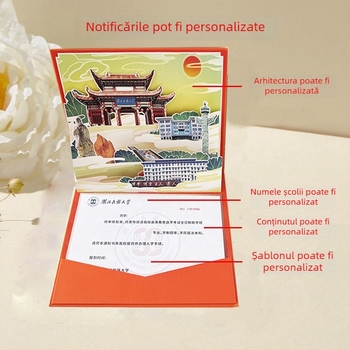 Invitație de admitere 3D, personalizabilă, pentru începători universitari, cu fotografie