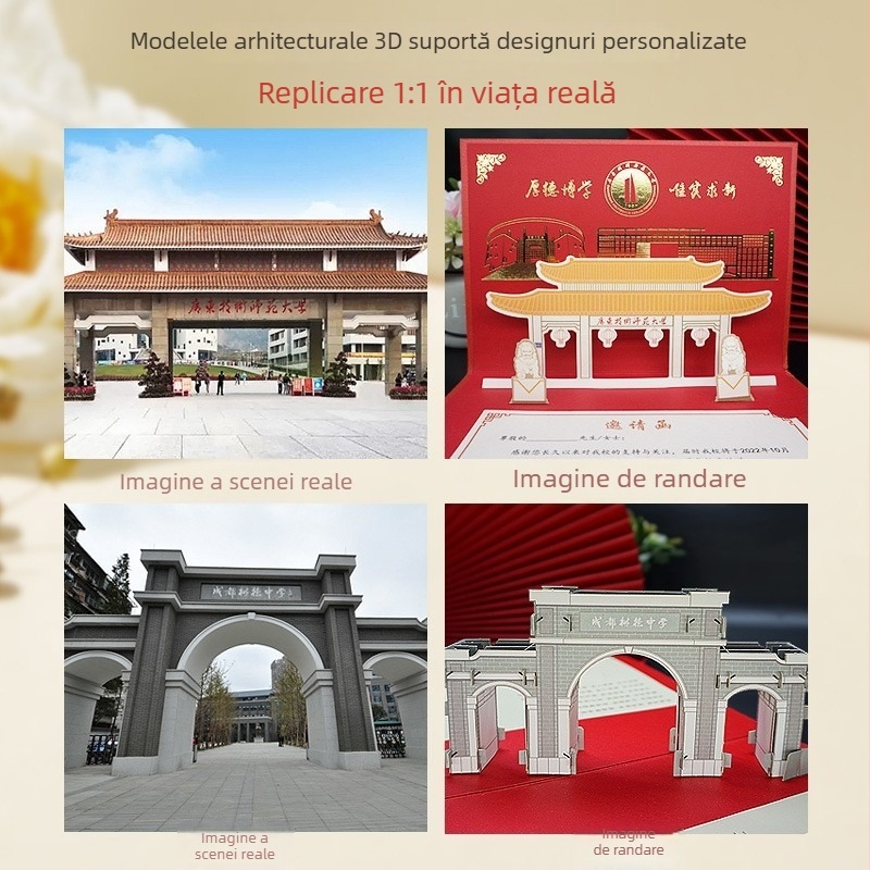 Invitație de admitere 3D, personalizabilă, pentru începători universitari, cu fotografie