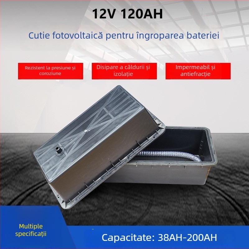 Kit pentru iluminat stradal solar cu husă pentru baterie 12V 120Ah și cutie subterană impermeabilă