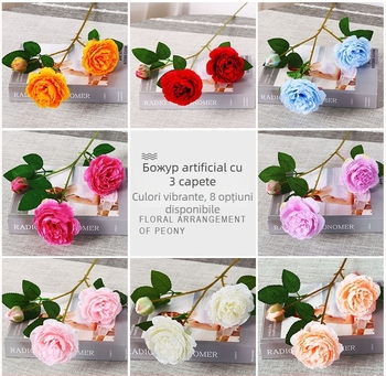 Buchet de bujori din mătase – flori artificiale pentru decor acasă și nunți