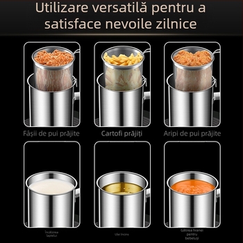 Fritură mică cu filtru, economisire de ulei, pentru uz casnic, tempura japoneză, oțel inoxidabil 304, oală adâncă pentru prăjit