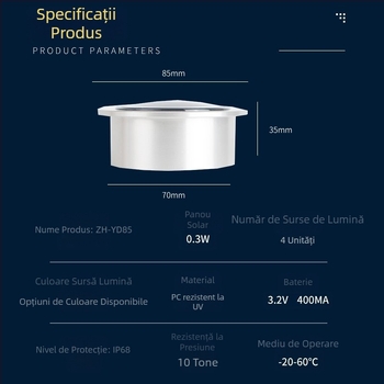 Lampă LED solară îngropată pentru exterior – iluminat peisagistic pentru piscină, gazon și spațiu public, IP68