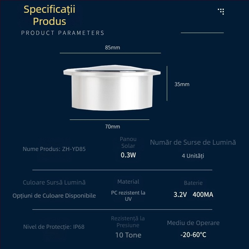 Lampă LED solară îngropată pentru exterior – iluminat peisagistic pentru piscină, gazon și spațiu public, IP68