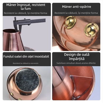 Oală de cupru mov, cu pereți groși, lucrată manual, pentru gătit cu cărbune, supă limpede, utilizare multiplă pentru casă și restaurant