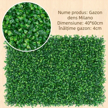 Perete vegetal artificial dens, cu gazon sintetic, decor pentru interior