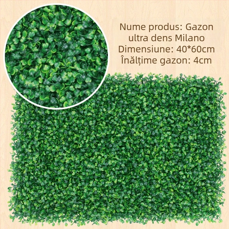 Perete vegetal artificial dens, cu gazon sintetic, decor pentru interior